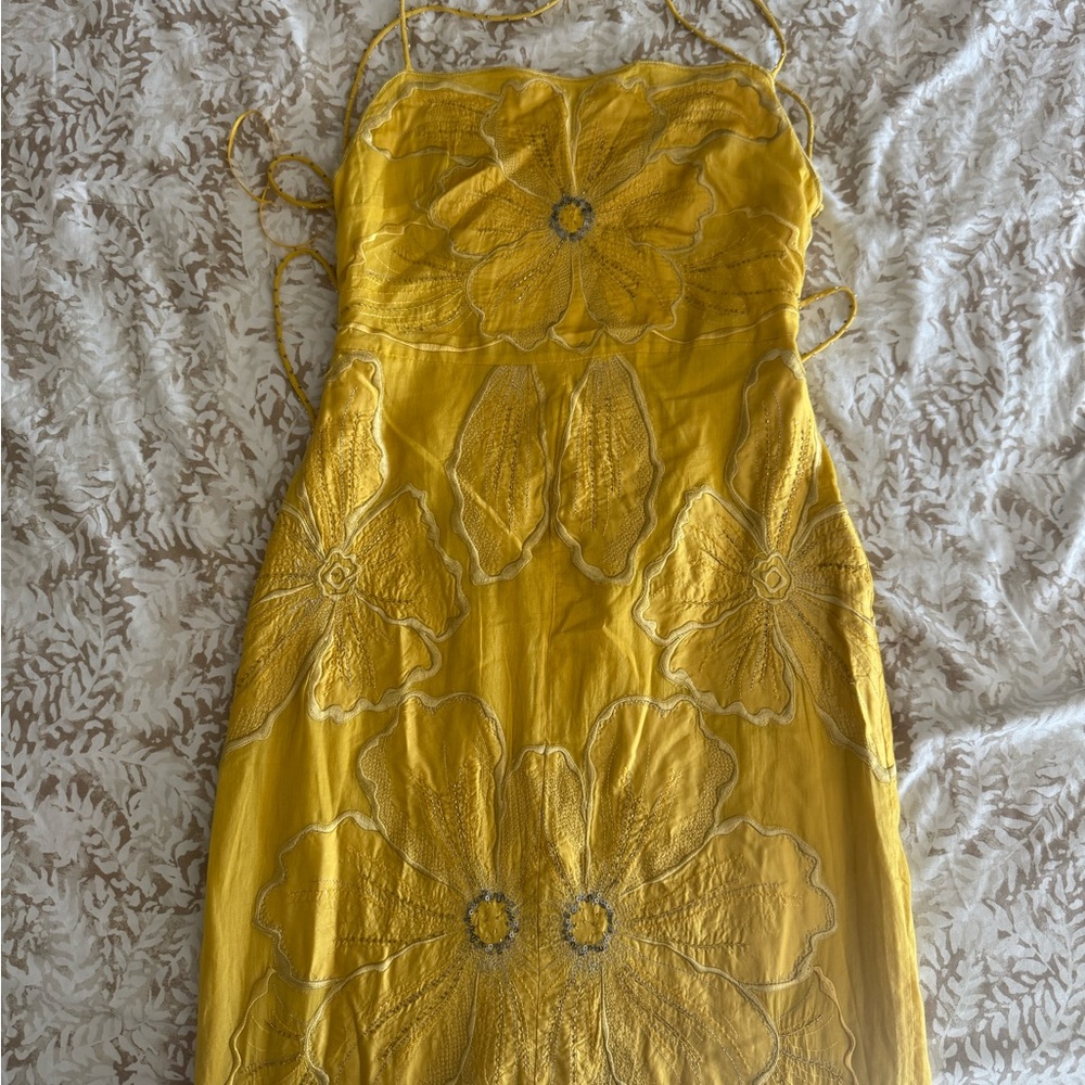 Zara Gold Sheath Cocktail Dress Spaghetti Strap